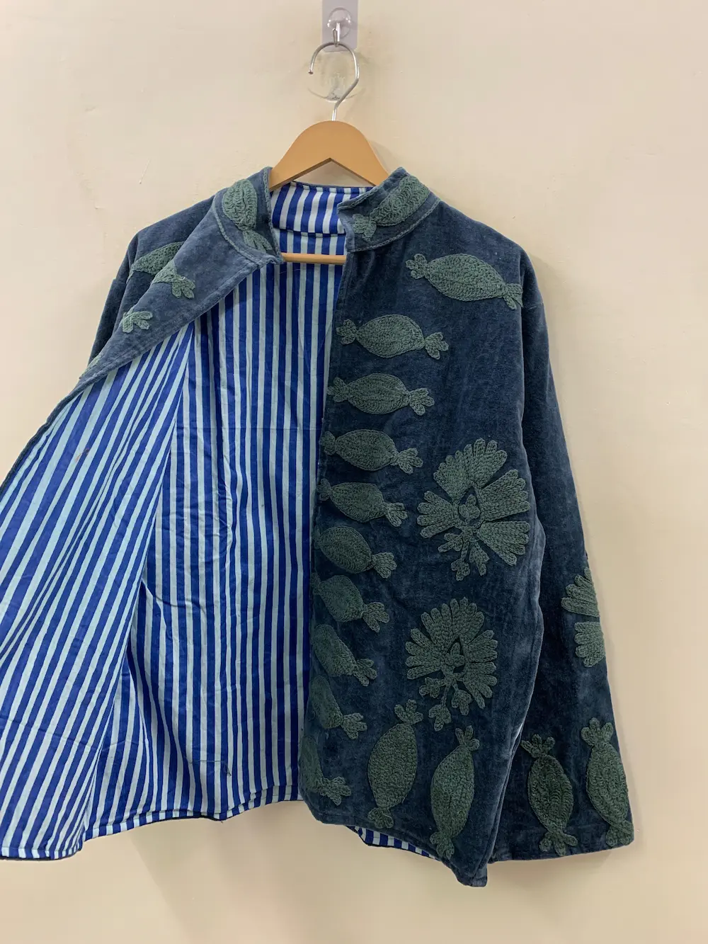 Women’s Boho Velvet Suzani Jacket – Handcrafted Embroidered Outerwear