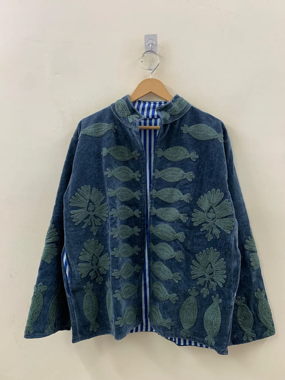 Women’s Boho Velvet Suzani Jacket – Handcrafted Embroidered Outerwear 3