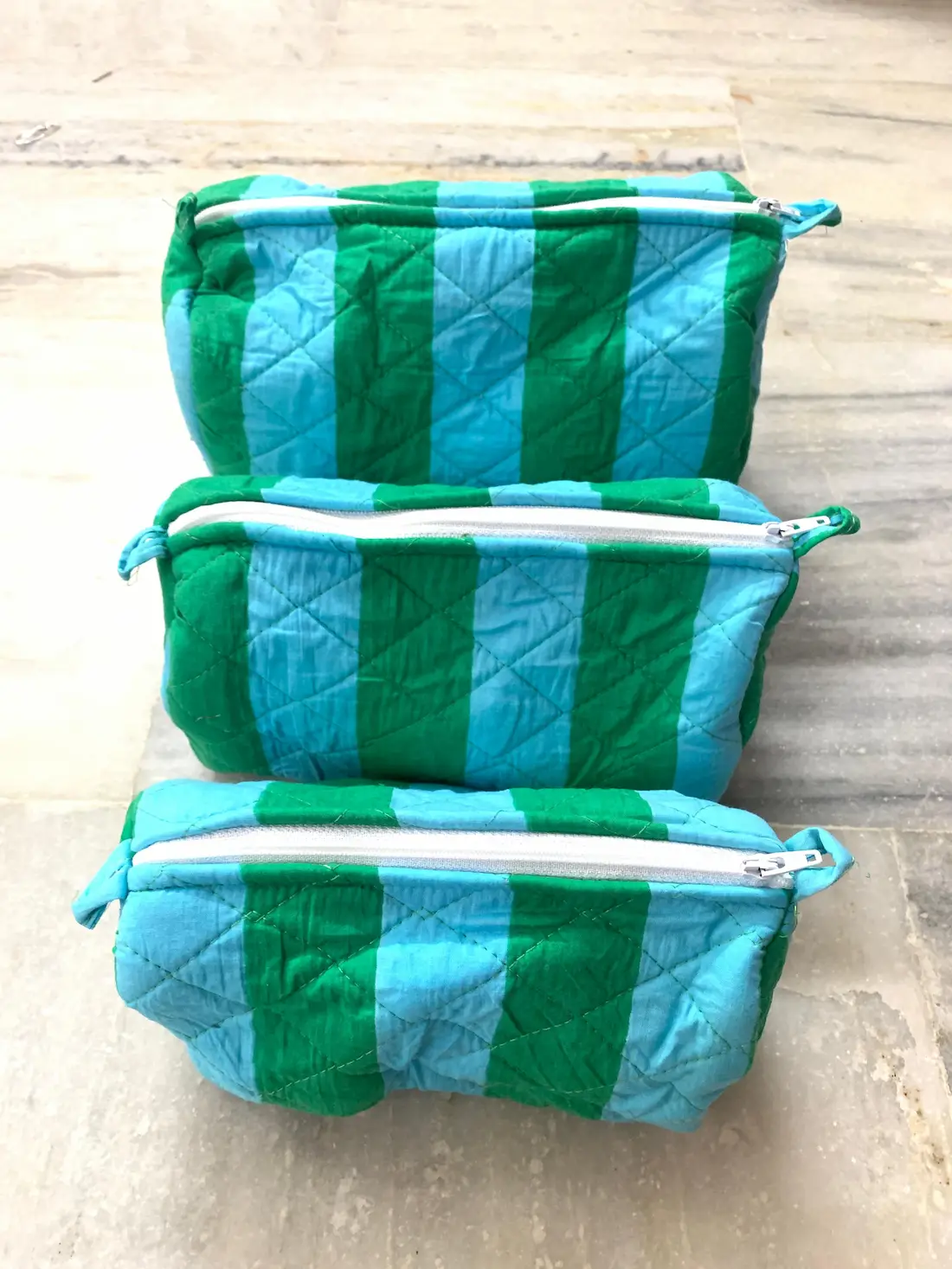 Cotton Zipper Makeup Pouch Set – Travel Cosmetic Bags (3 Pieces)