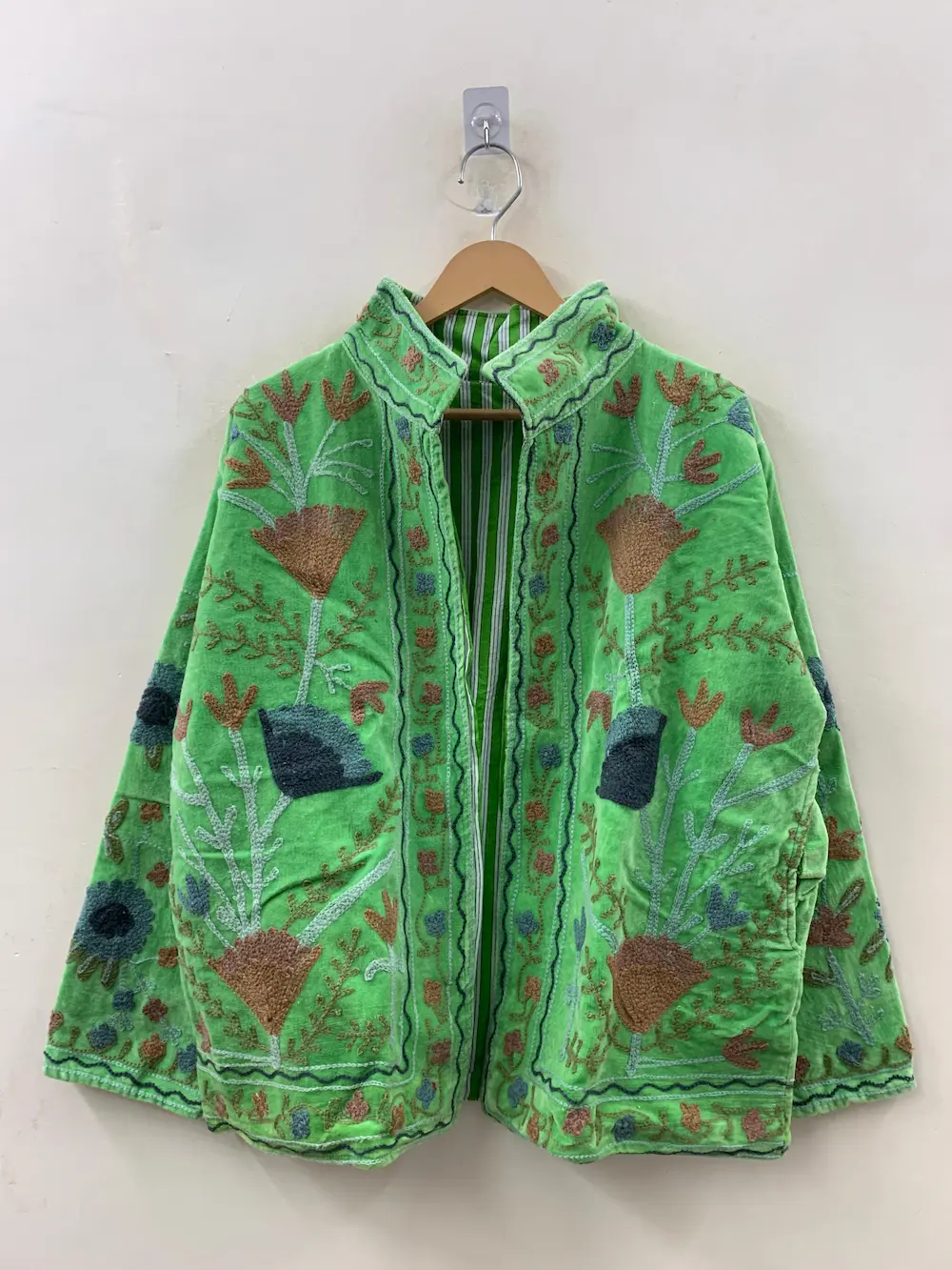 Velvet Suzani Embroidered Jacket – Unique Artisan Boho Style 2