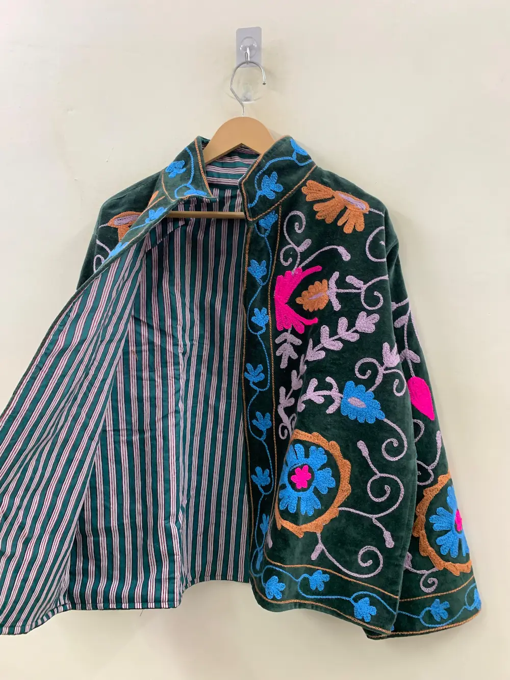 Handmade Velvet Suzani Jacket – Luxury Embroidered Boho Coat 2