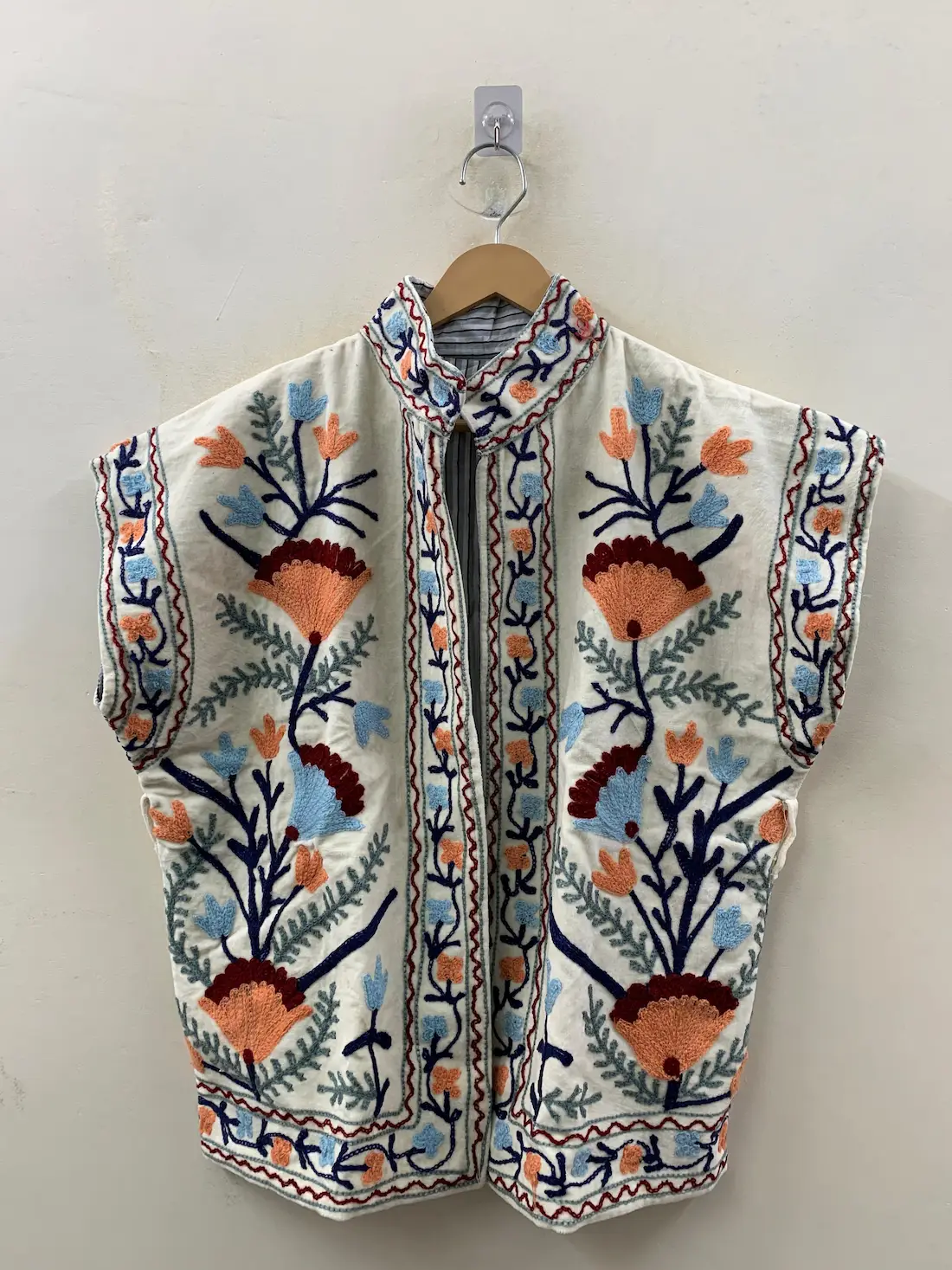Boho Velvet Suzani Vest – Handmade Vintage Embroidered Waistcoat