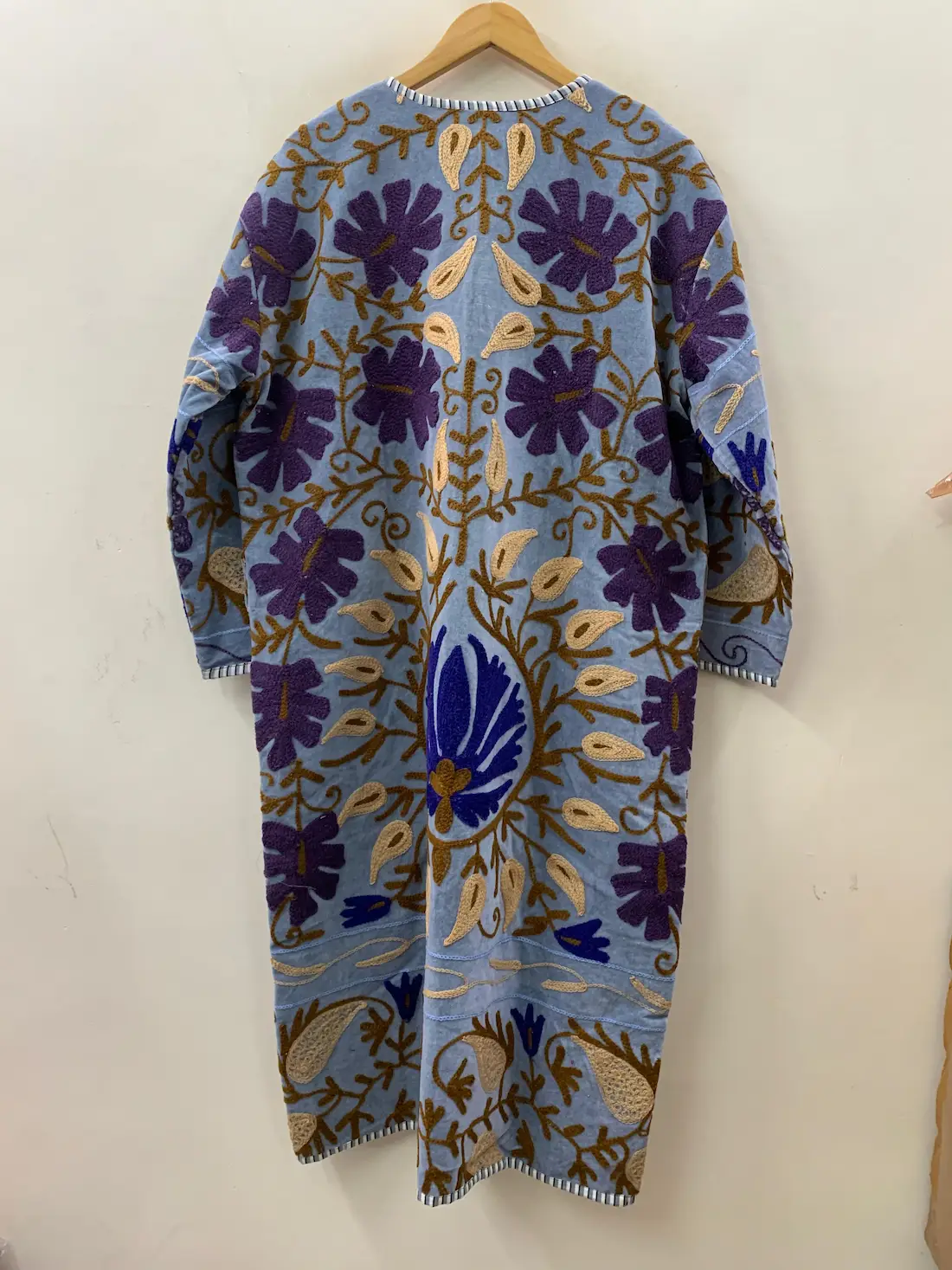Velvet Embroidered Suzani Long Coat – Bohemian Kimono Jacket 2
