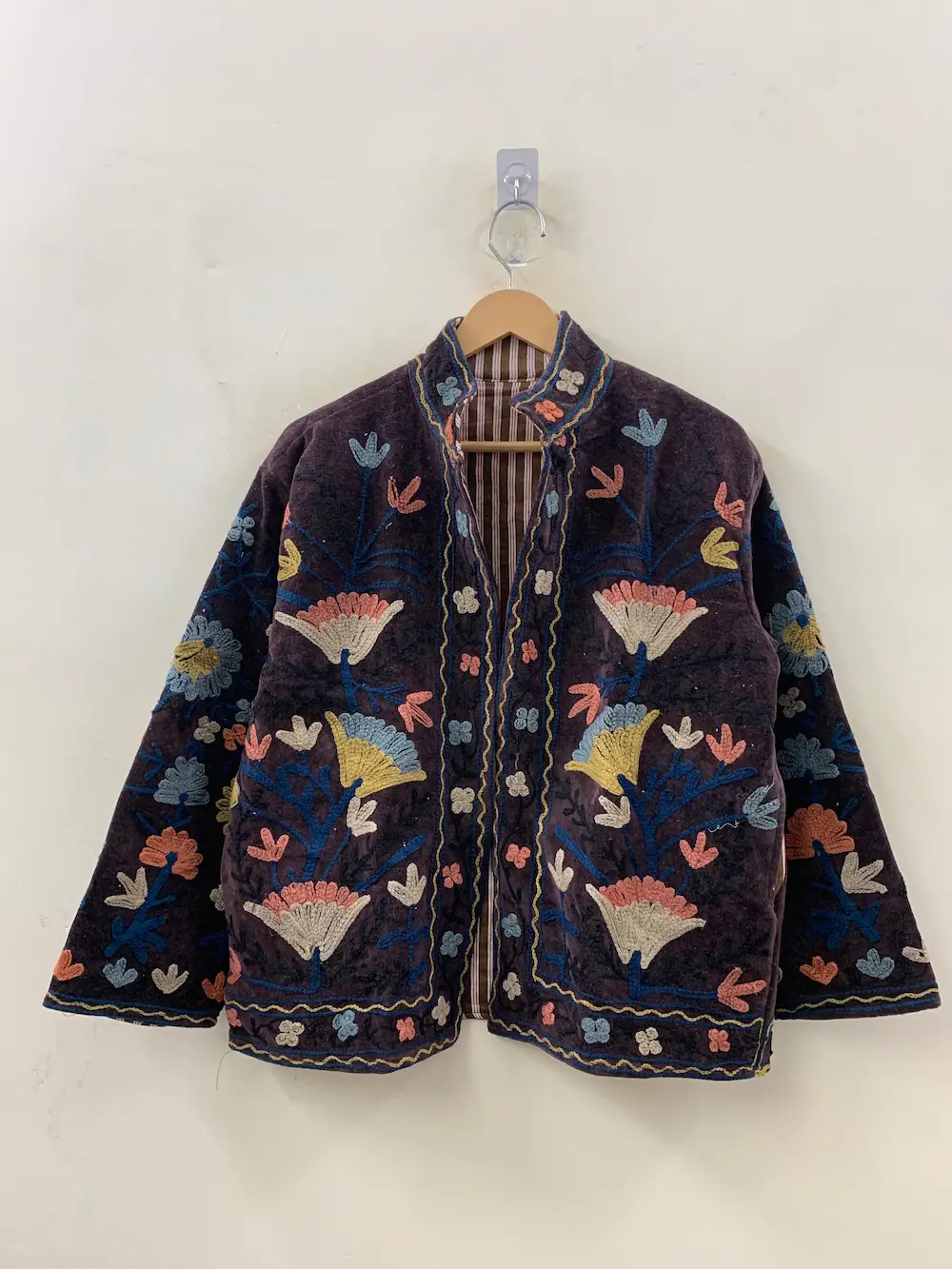 Handmade Velvet Jacket with Suzani Embroidery – Boho Chic Wear