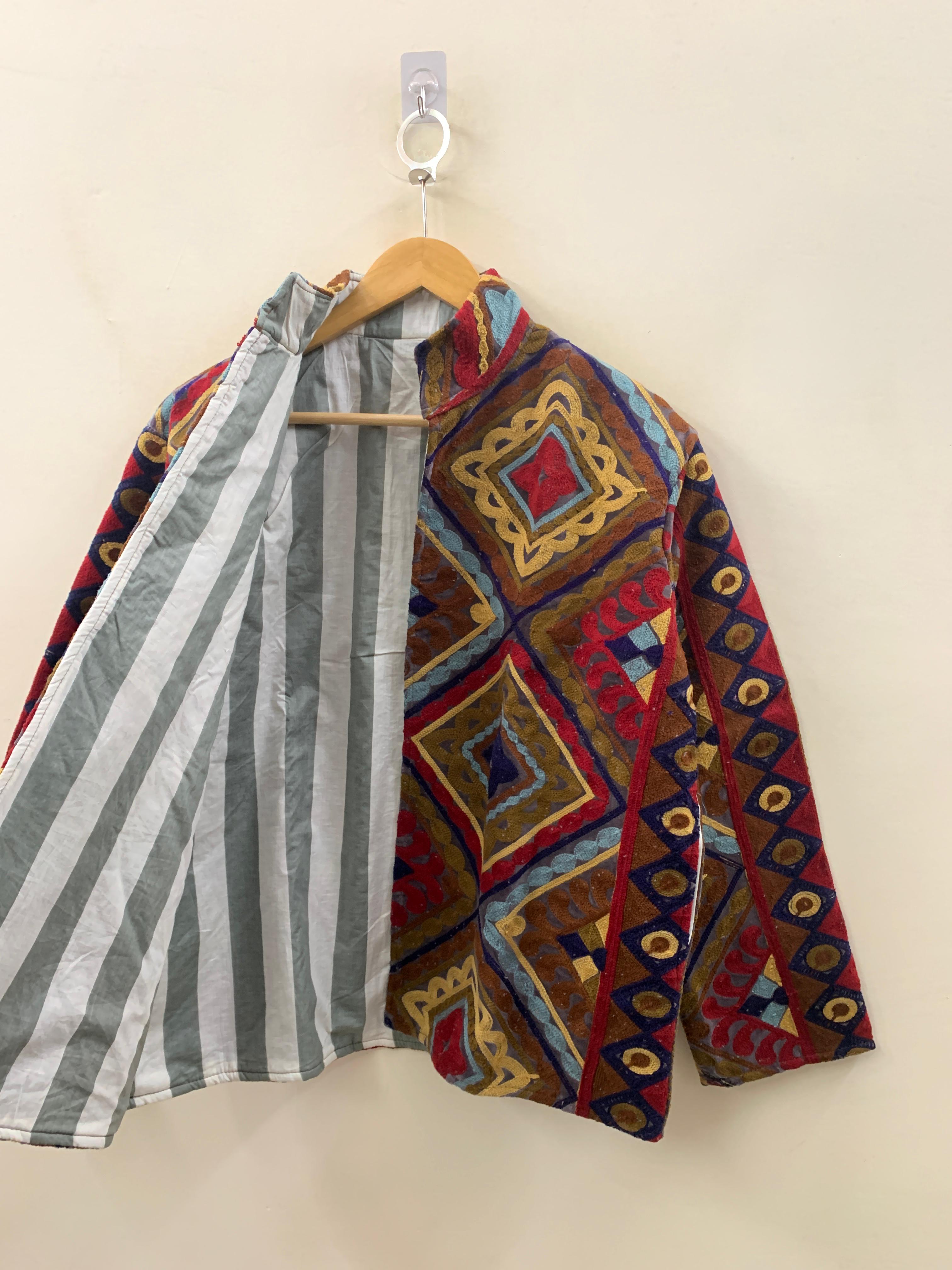 Velvet Suzani Jacket for Women – Handcrafted Boho Embroidered Coat 3