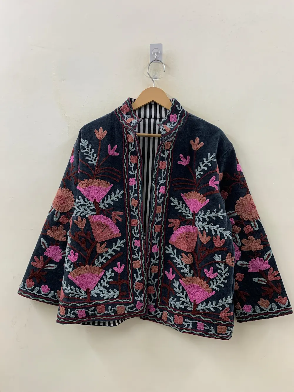 Designer Velvet Suzani Jacket for Women – Traditional Embroidery Style
