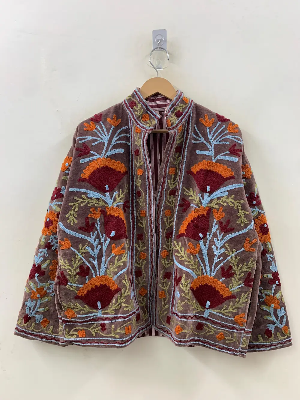Artisan Velvet Suzani Jacket – Handcrafted Boho Statement Piece