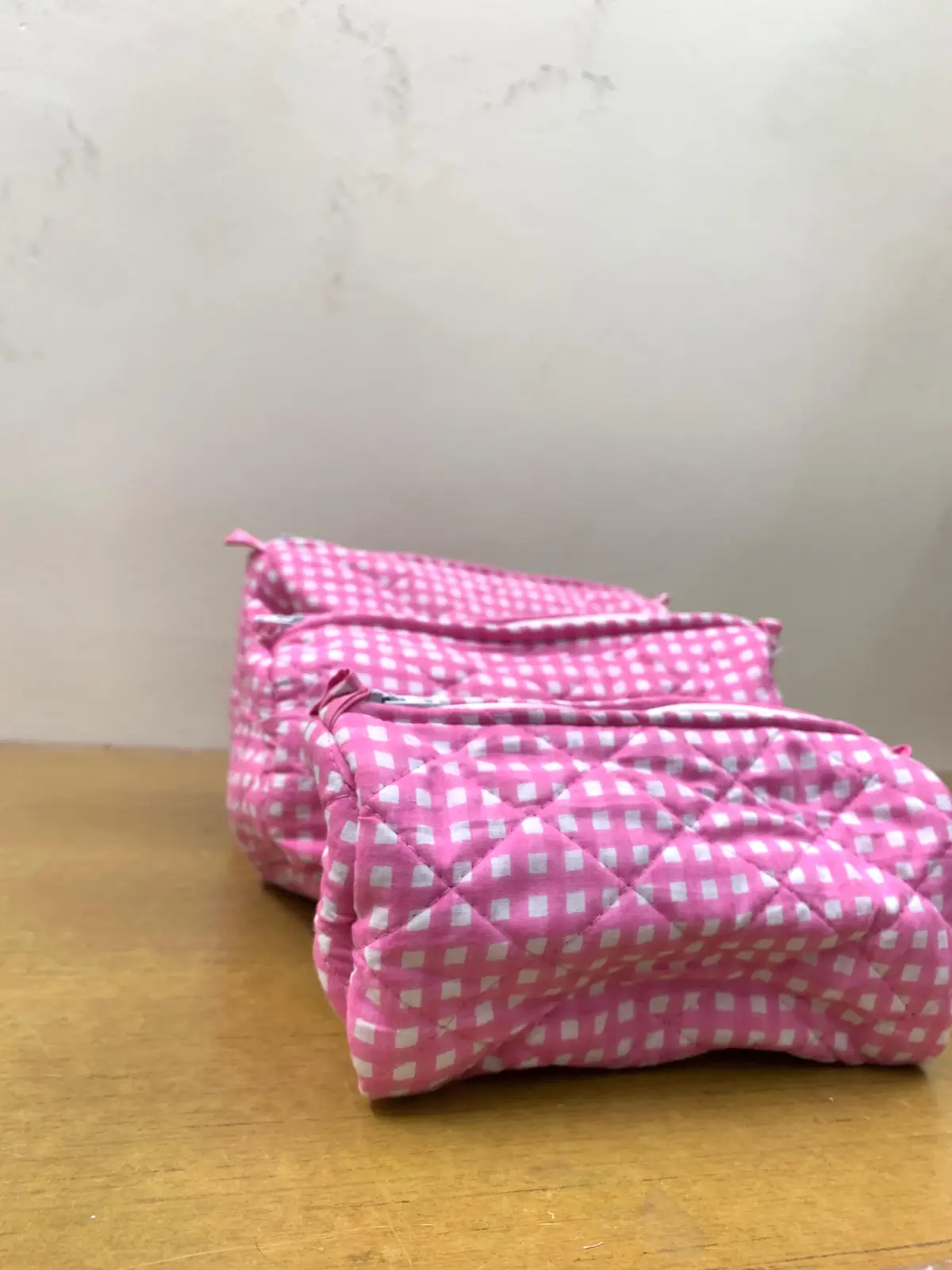 Handmade Cotton Makeup Bag Set – Stylish Cosmetic Pouches (3 Pieces)
