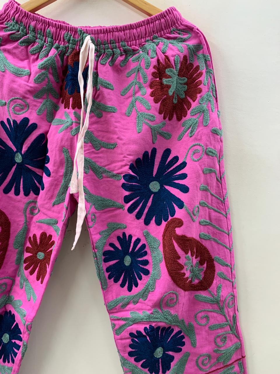 Boho Cotton Pajama Set with Suzani Embroidery – Relaxed Fit Sleepwear