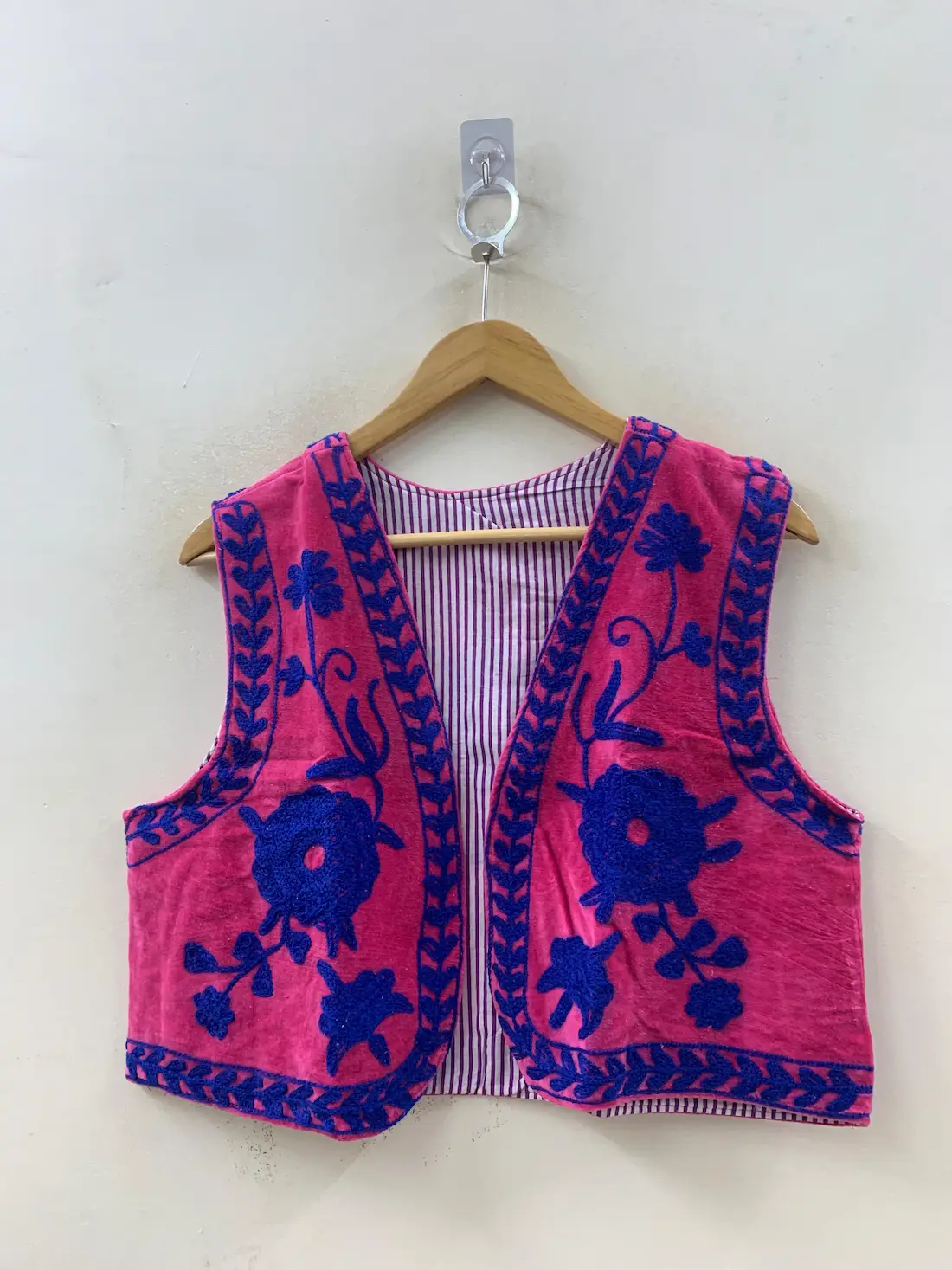 Vintage Velvet Suzani Vest – Handcrafted Embroidered Boho Waistcoat