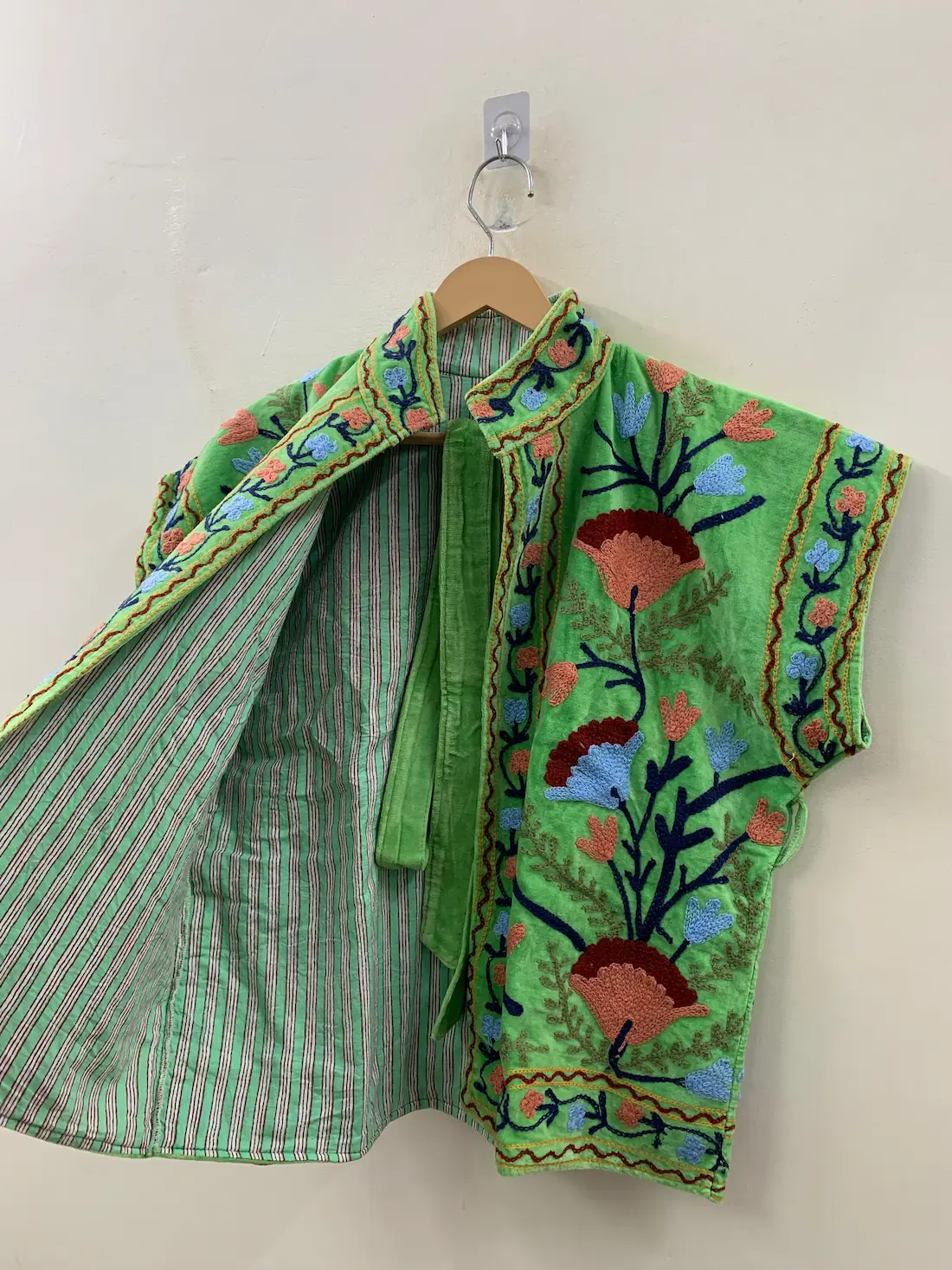 Handmade Velvet Suzani Vest – Embroidered Boho Waistcoat for Women 2