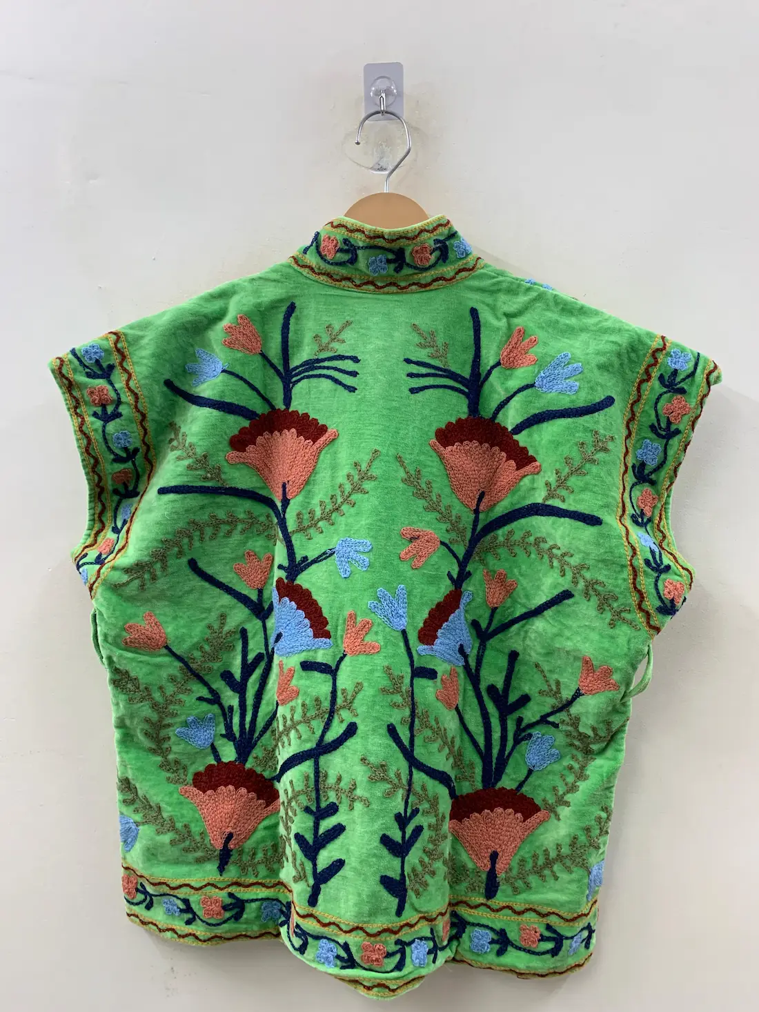 Handmade Velvet Suzani Vest – Embroidered Boho Waistcoat for Women 3