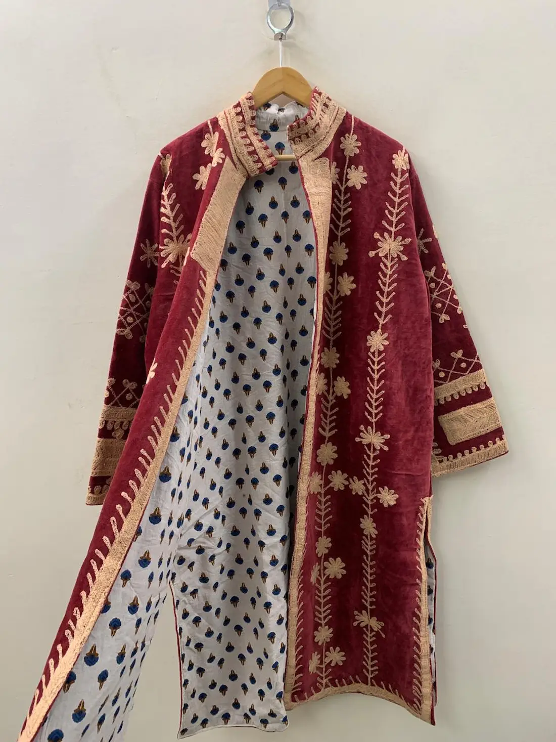 Artisan Velvet Suzani Long Kimono Jacket – Handmade Boho Coat 2