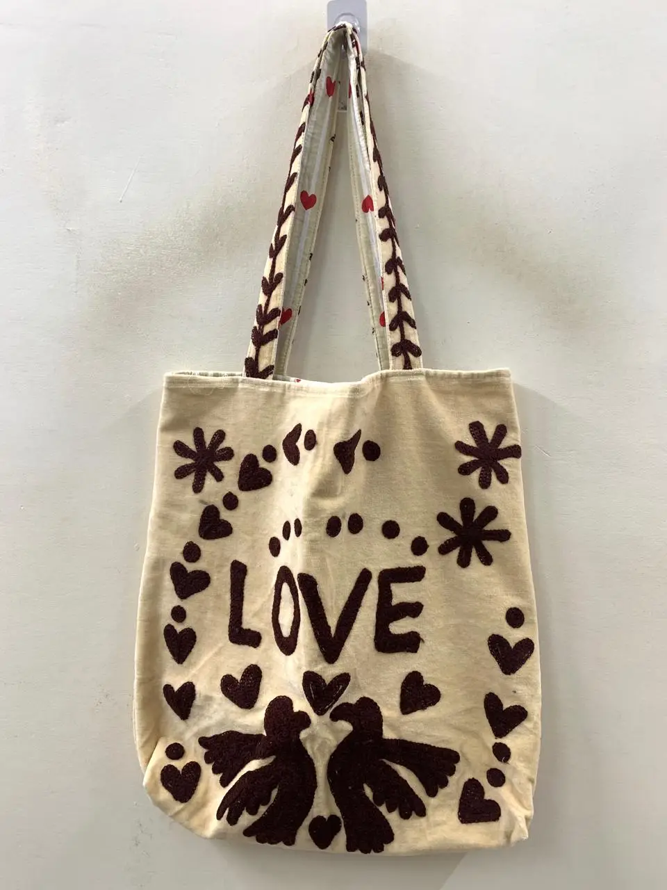 Black Velvet Tote Bag Love and Peace Style