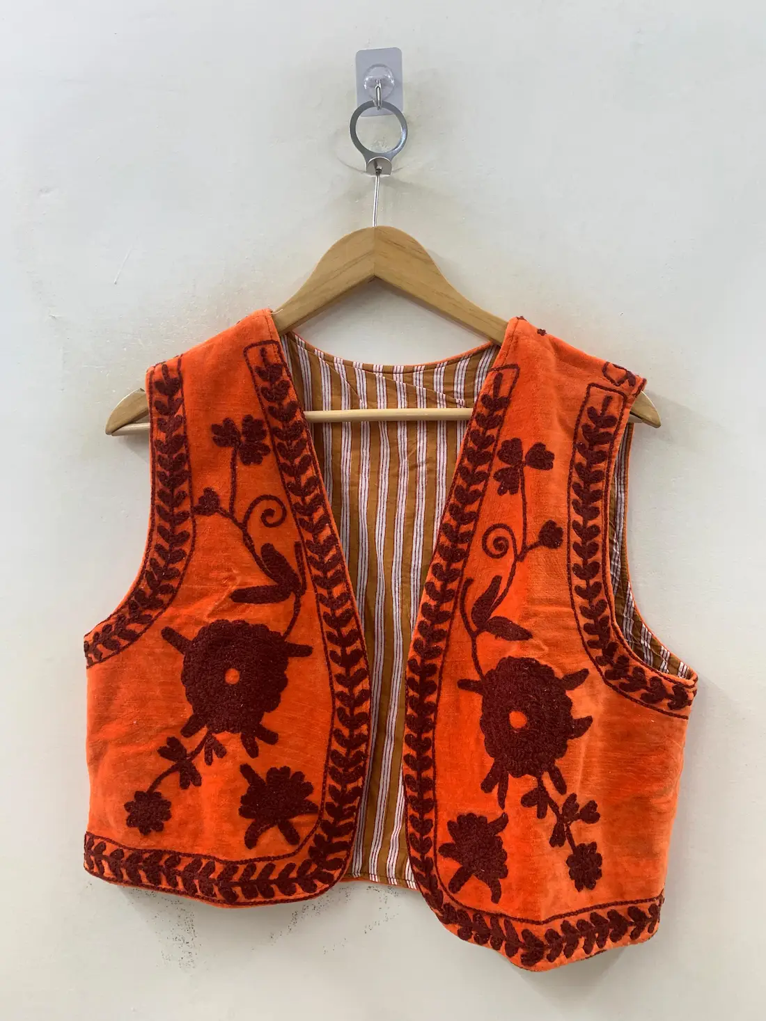 Unique Velvet Suzani Vest – Handmade Bohemian Embroidered Waistcoat